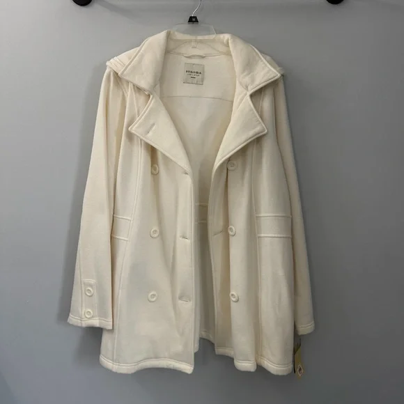 Sonoma Cream Sweatshirt Peacoat Double Breasted Hooded Coat Size 1X - Picture 2 of 9